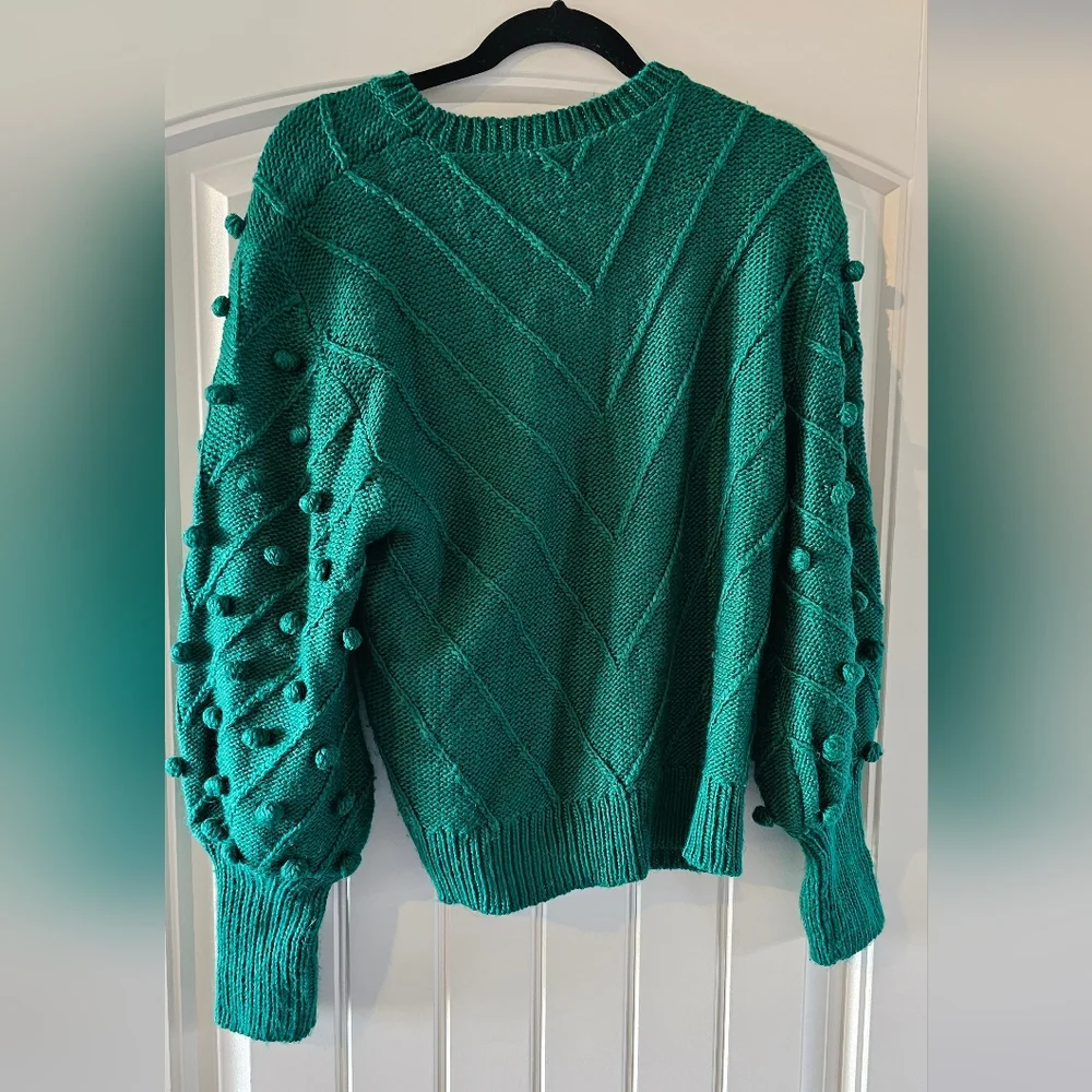 Sugarlips Green Textured Women's Sweater, Size M - Picture 2 of 2
